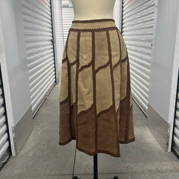 Vintage Dresses & Skirts - Vintage 70s young east brown suede a line skirt 13/14